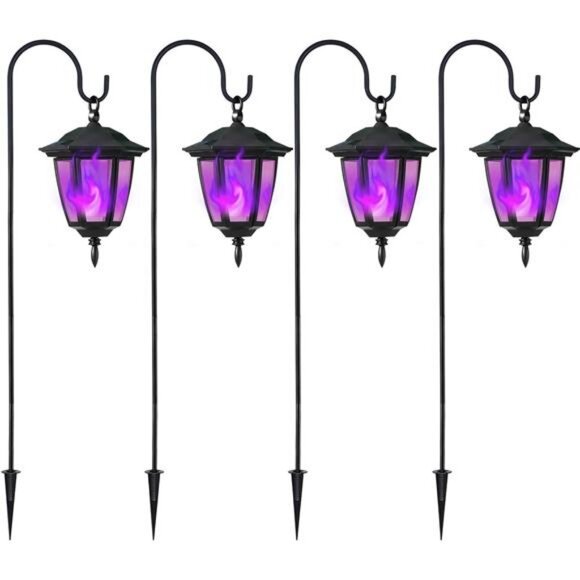 4 Pack Solar Halloween Flame Hanging Lights Outdoor, Flickering Flame - Picture 1 of 7